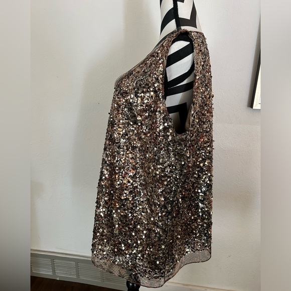 Elie Tahari Gold Sequined Shell - Plus Size - Picture 1 of 6